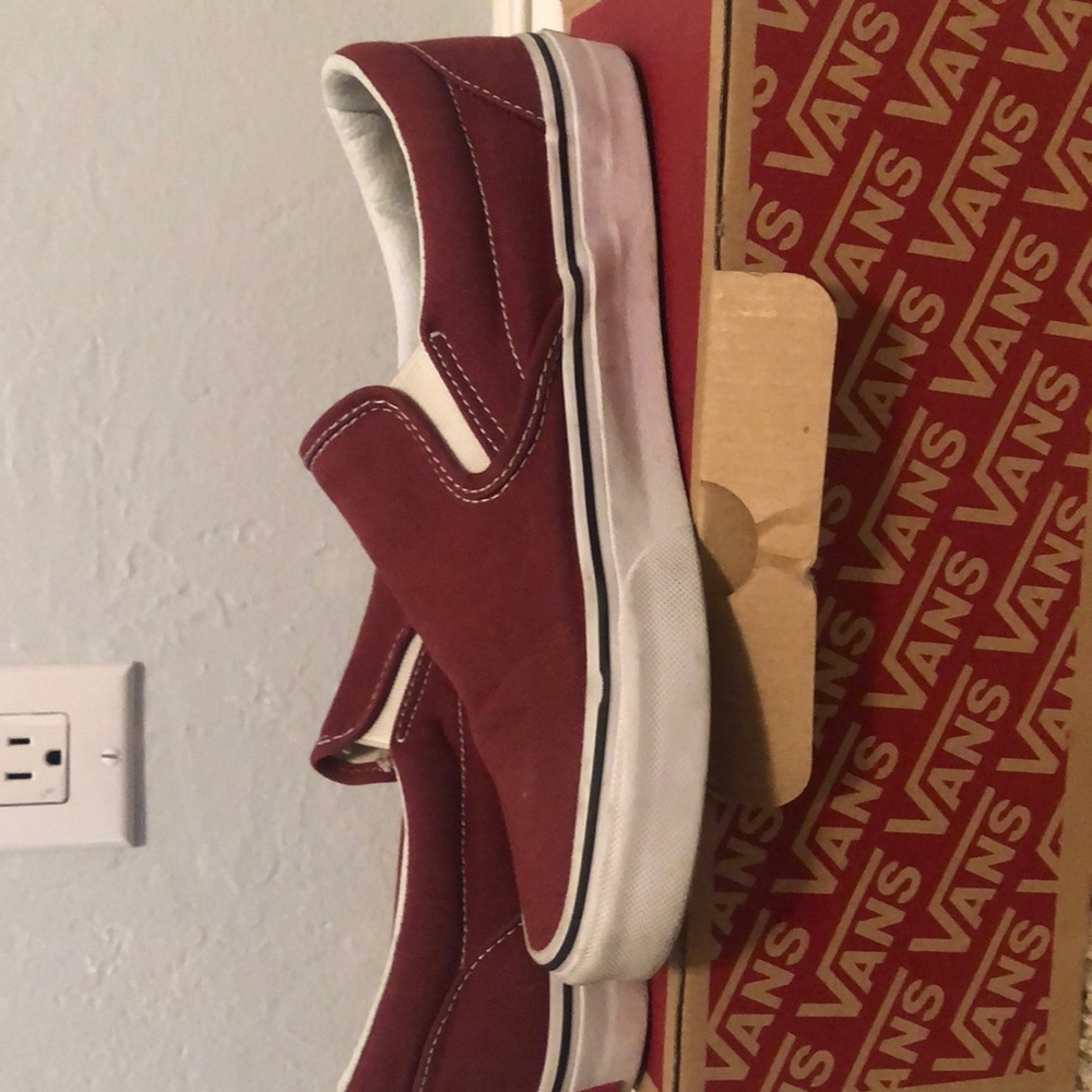 Maroon slip on vans